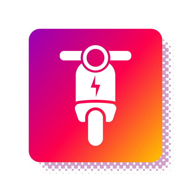 白色电动摩托车图标孤立在白色上图片下载