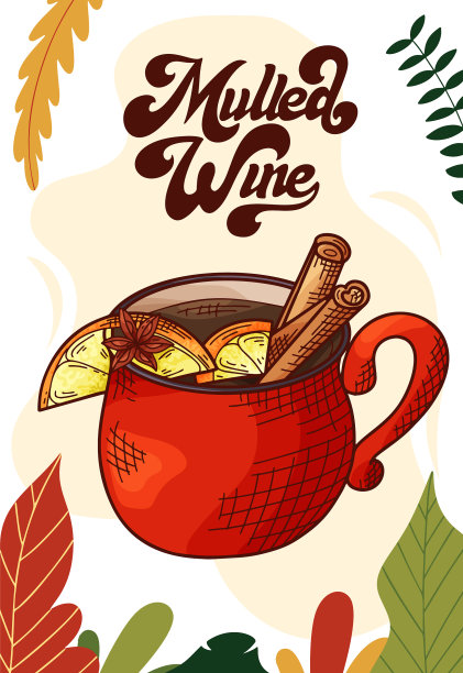 圣诞菜单上的热红酒杯图片下载