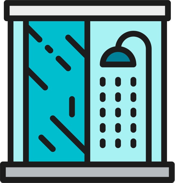 淋浴房浴室单色线图标图片下载