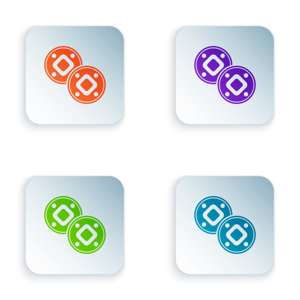 彩色犹太硬币图标孤立在白色图片下载