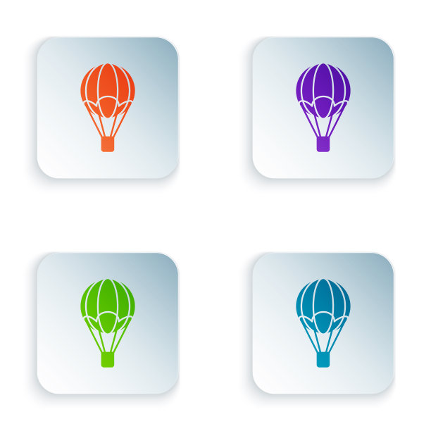 彩色热气球图标孤立在白色图片下载