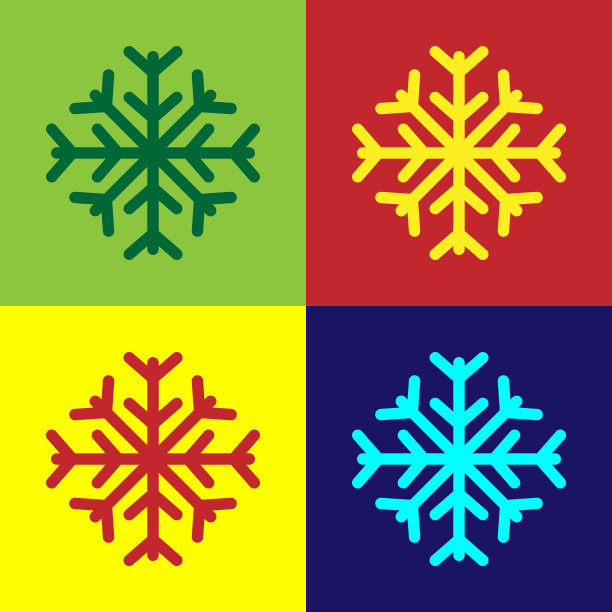 颜色雪花图标孤立的颜色背景图片下载