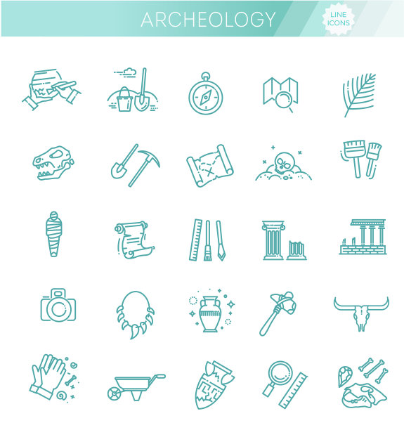 考古线图标集考古收藏图片下载