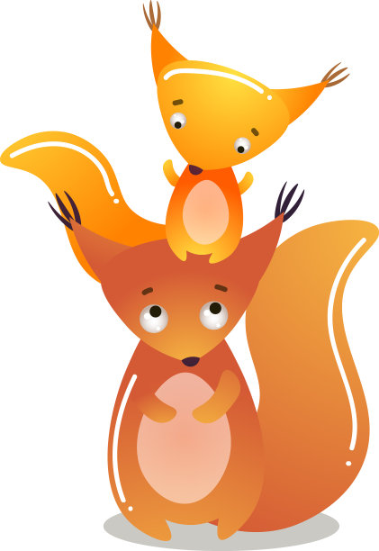 可爱的松鼠和一个婴儿站在一起图片下载