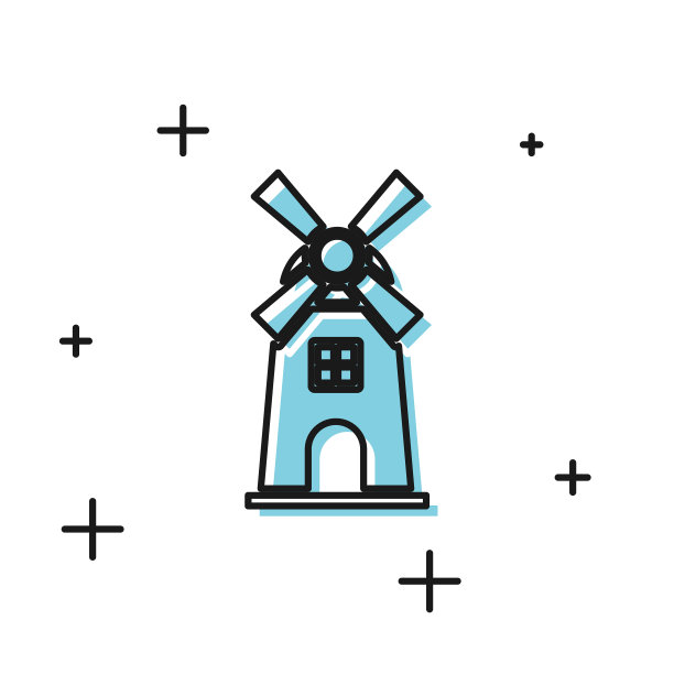 黑色风车图标孤立在白色背景图片下载