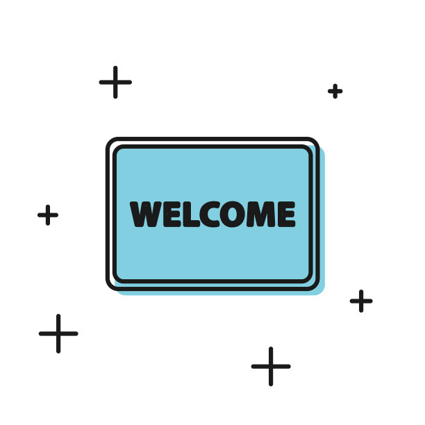黑色门垫与文字欢迎图标隔离图片下载