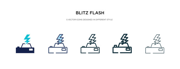 闪电战图标在不同的风格两种颜色图片下载
