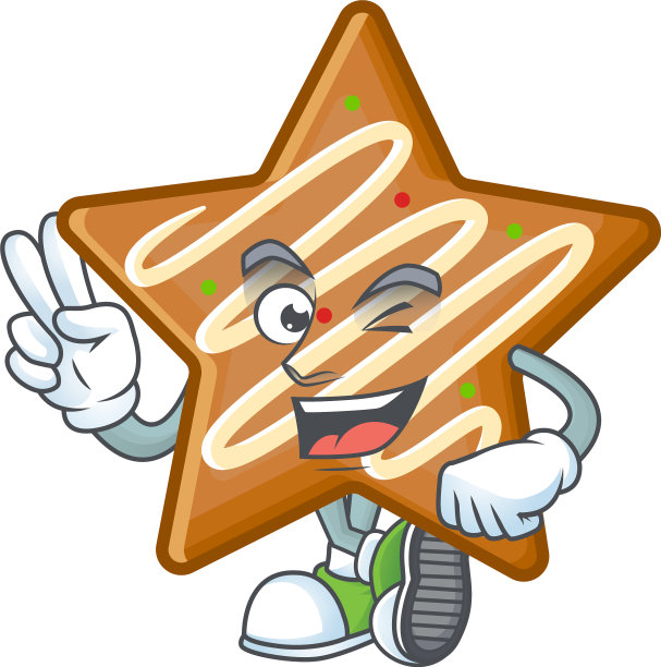 星星饼干卡通吉祥物两个手指图片下载