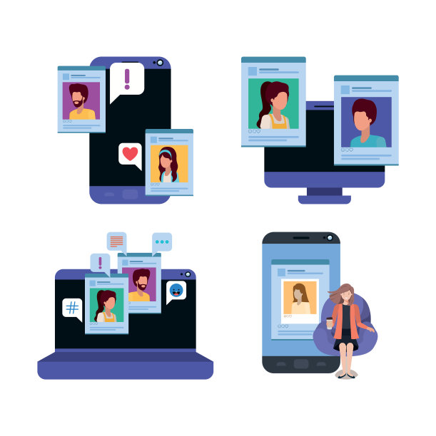 数字技术和社交媒体图标集图片下载