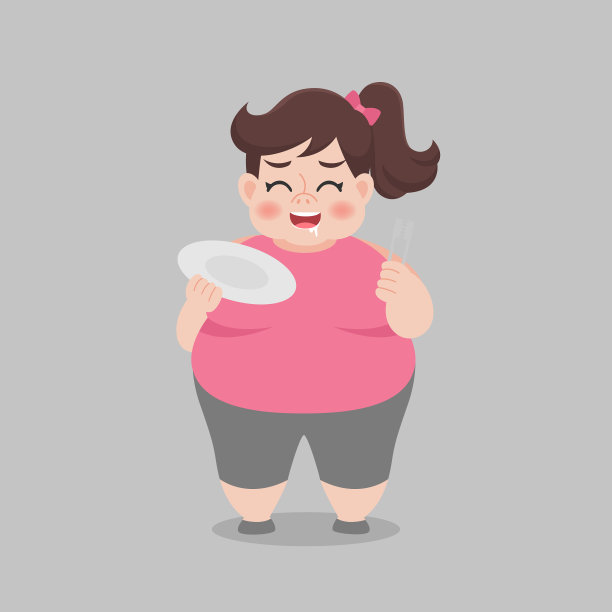 胖女人准备好享受美食了图片下载