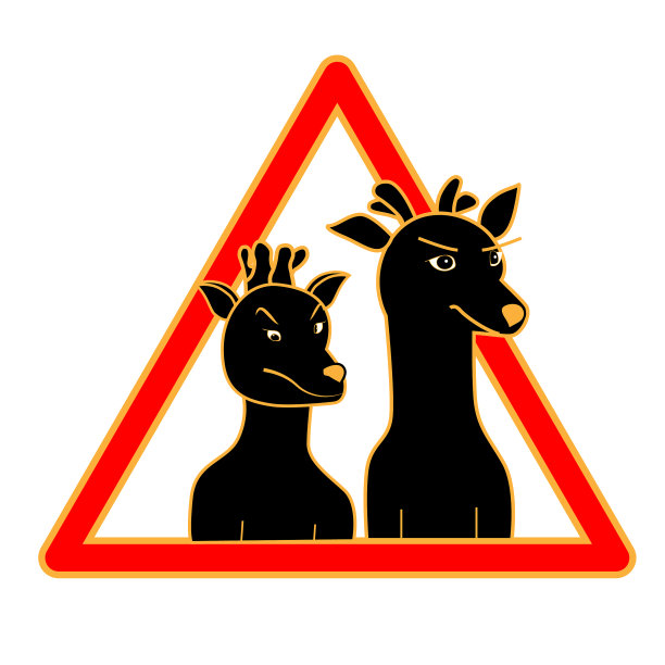 野生动物路标上有两只疯狂的鹿图片下载