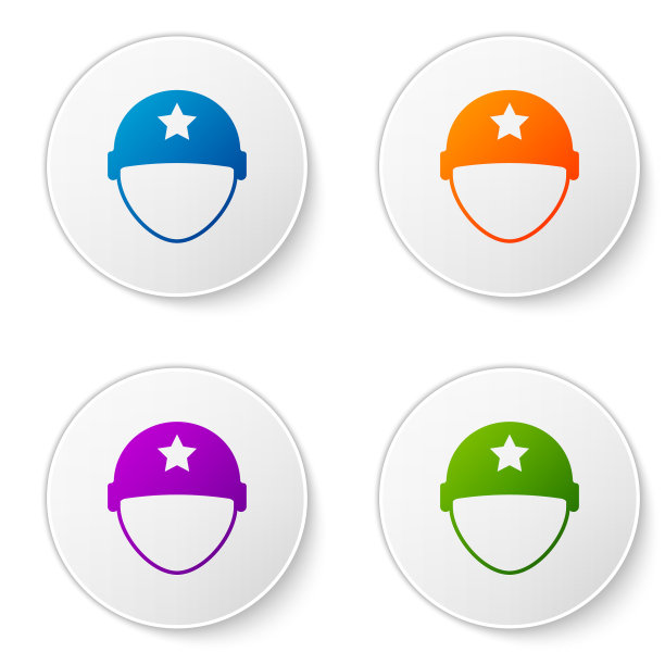 彩色军用头盔图标孤立在白色图片下载