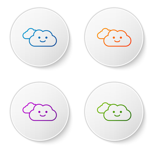 彩色云图标孤立在白色背景设置图片下载