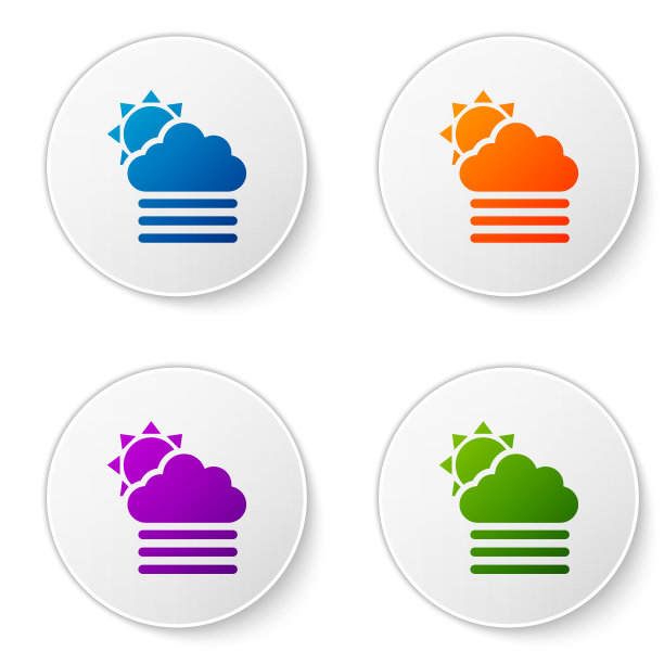 彩色雾和云与太阳图标隔离图片下载