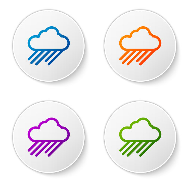 彩色云与雨的图标孤立在白色图片下载