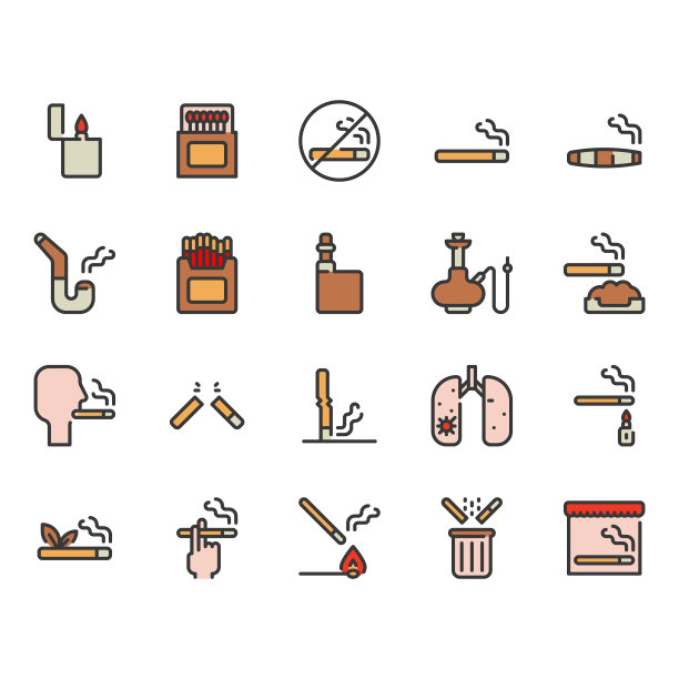 吸烟和烟草图标设置图片下载