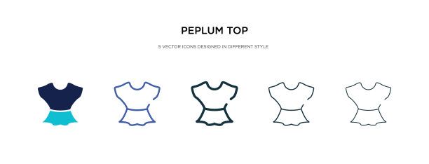 裙摆顶部图标在不同的风格两种颜色图片下载