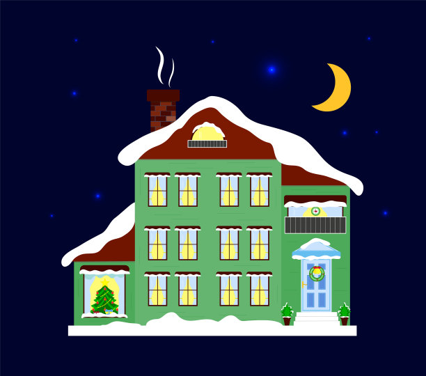 孤立的圣诞小屋小屋公寓图片下载