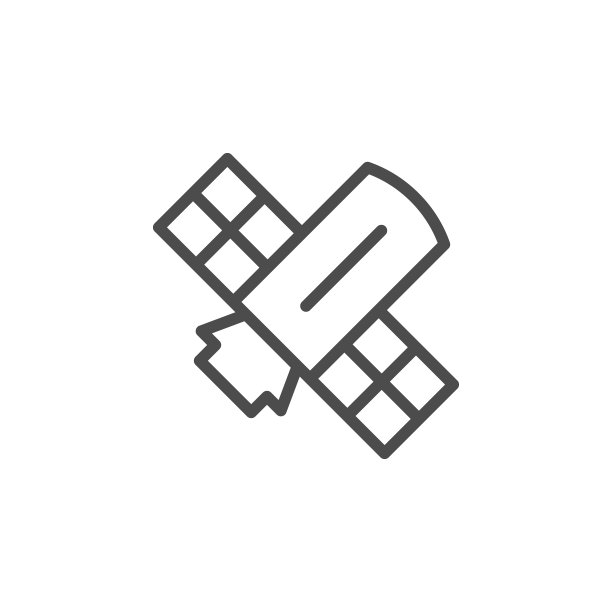 太空卫星线性轮廓图标图片下载