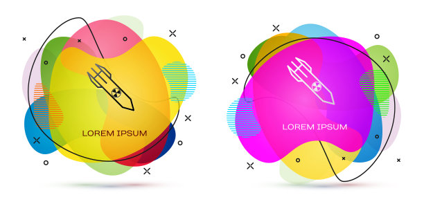 彩色核火箭图标孤立在白色图片下载