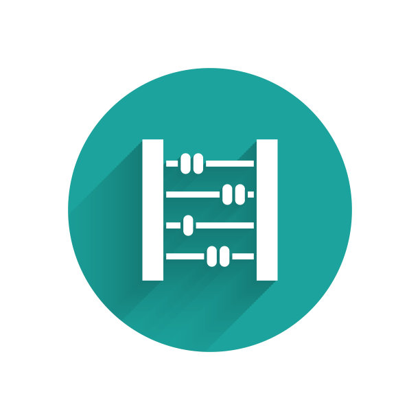 白色算盘图标孤立与长影子图片下载