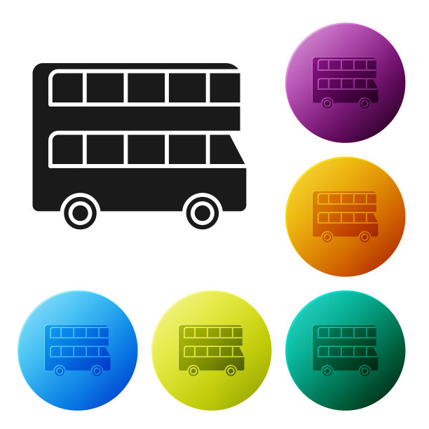 黑色双层巴士图标隔离在白色上图片下载