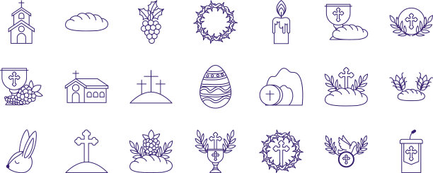 孤立宗教图标设置线设计图片下载