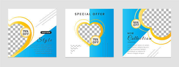 可编辑的方形社交网络模板图片下载