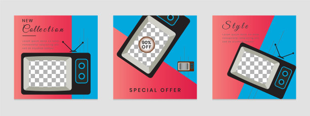 可编辑的方形社交网络模板图片下载