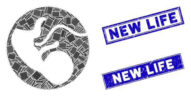 胚胎马赛克和垃圾矩形邮票图片下载