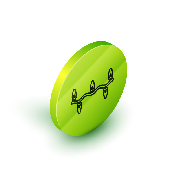 等距线圣诞灯图标孤立上图片下载