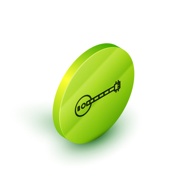 等距线班卓琴图标孤立在白色图片下载