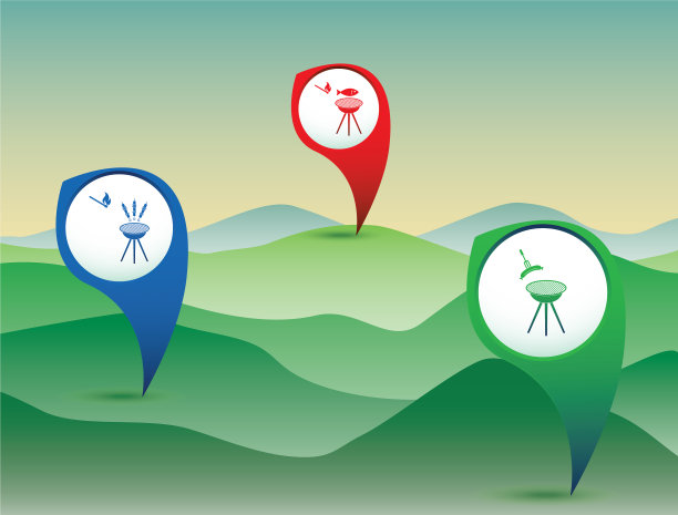 带有旅行和露营装备的海报图片下载