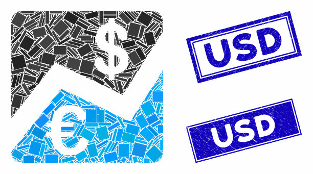 欧元和美元金融马赛克和垃圾图片下载