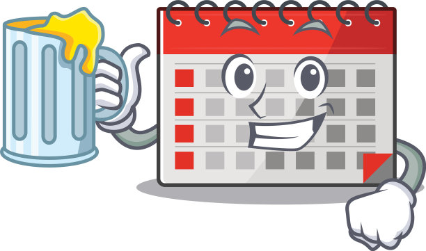 日历卡通与吉祥物的形状持有图片下载