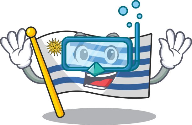 卡通旗帜乌拉圭孤立人物潜水图片下载