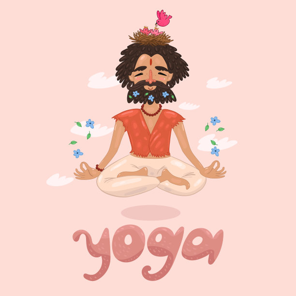 贺卡上有个瑜伽修行者在云里图片下载