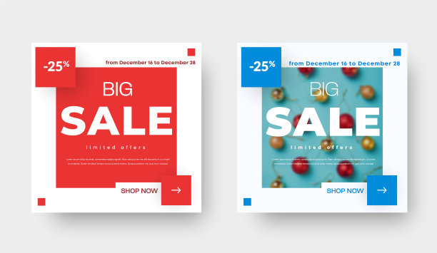 大减价广场横幅模板与红色和蓝色图片下载