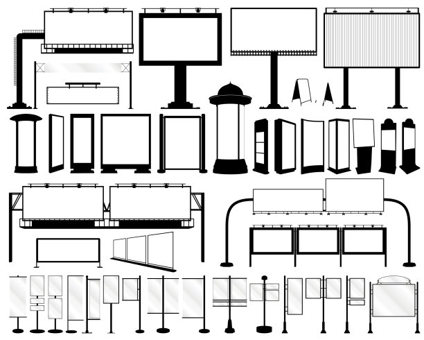 户外广告牌的空白剪影图片下载