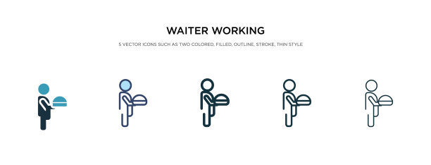 服务员工作图标在不同的风格二图片下载
