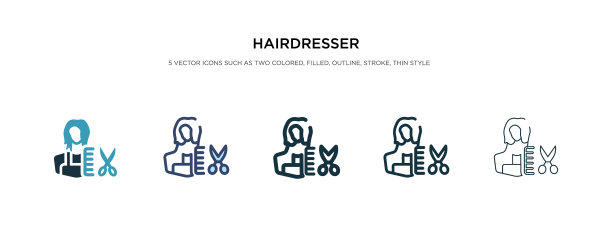 发型师图标在不同的风格两种颜色图片下载