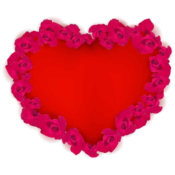 红心镶着红玫瑰图片下载