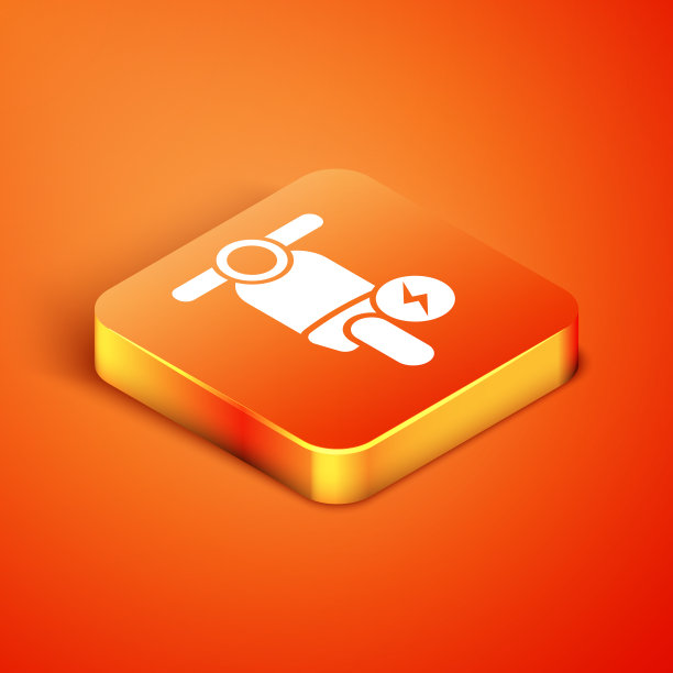 等距电动滑板车图标孤立在橙色上图片下载