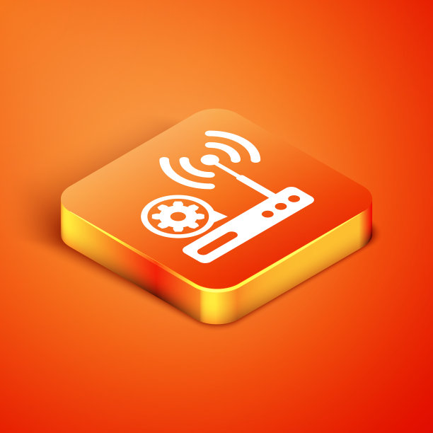 等距路由器和wi-fi信号和齿轮图标图片下载