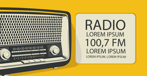 横幅复古音乐收音机与旧收音机图片下载