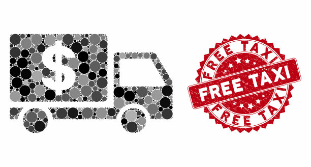 拼贴画美元快递和垃圾免费出租车图片下载