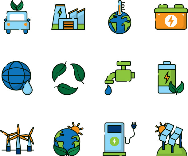 孤立的生态和生物图标集设计图片下载