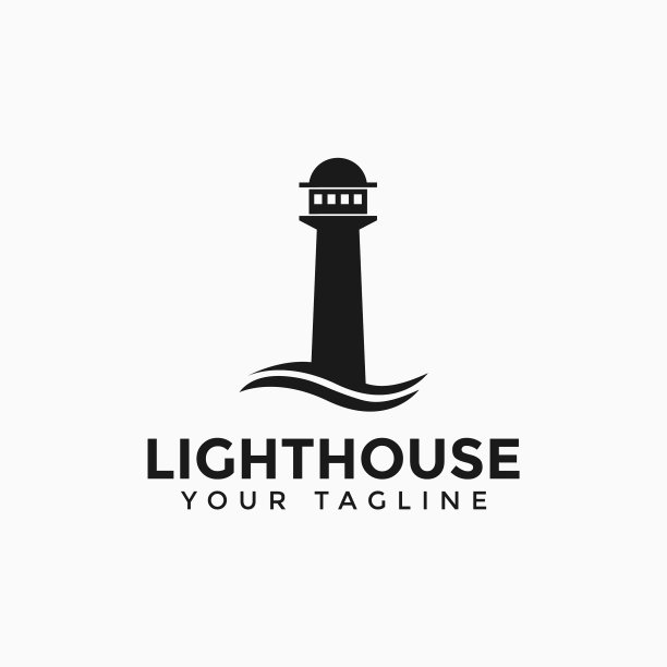灯塔信标及海浪标志设计图片下载