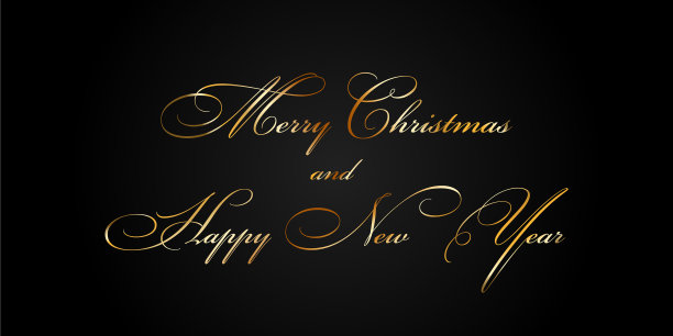 圣诞快乐，新年快乐金色文字图片下载