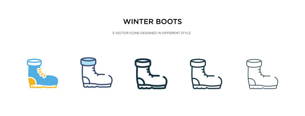 冬季靴子图标在不同的风格两种颜色图片下载